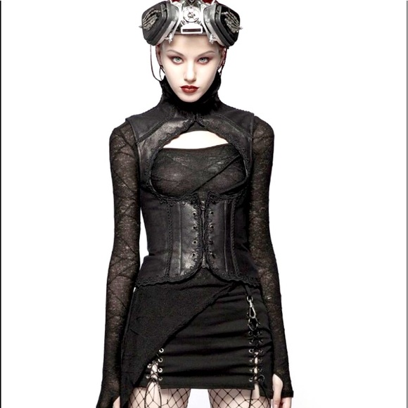 Dolls Kill Gothic Black Lace Vest - Picture 1 of 2